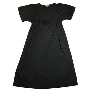 Motherhood Maternity V-Neck Kimono Sleeve Tie Waist Midi Dress Size Large LBD